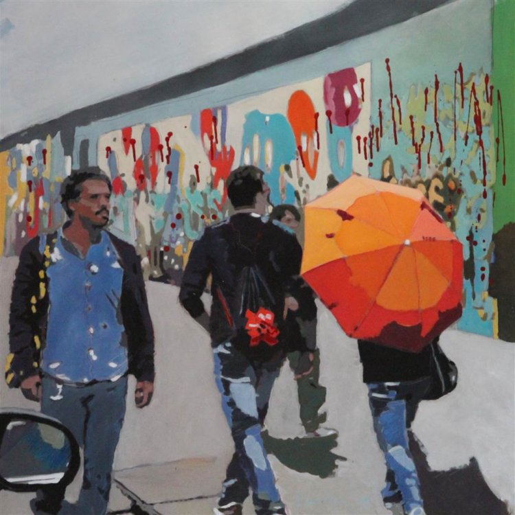 Helga Zumstein. Berlin Wall 1. Acrylic on Canvas. 39.5"x39.5"